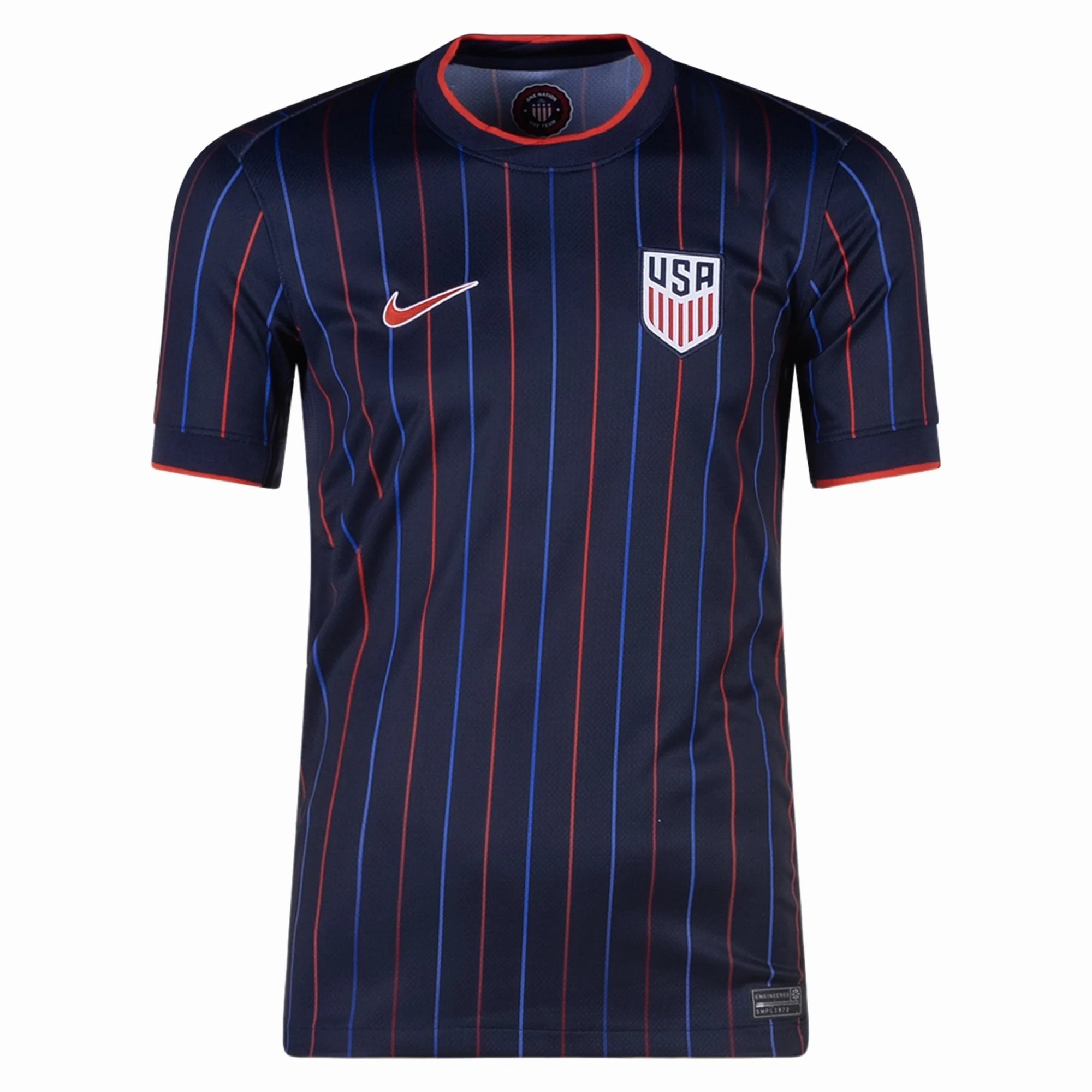 Nike Youth United States Away Jersey 25/26 (Obsidian/Challenge Red) Studio Fit Stretch Lines