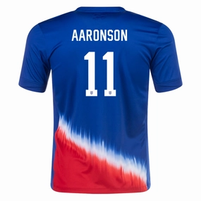 Nike Youth United States Brenden Aaronson Away Jersey 24/25 (Old Royal/Sport Red) Moisture Lock Layer Mesh Ventilation Zones
