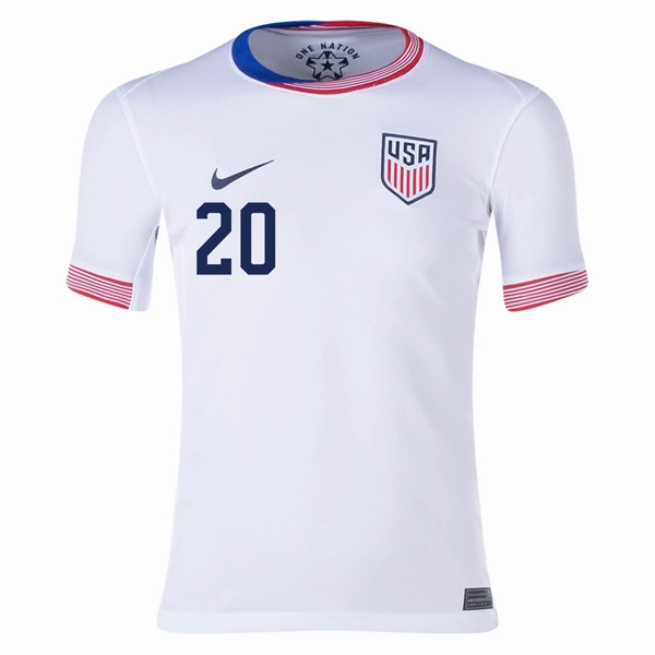 Nike Youth United States Folarin Balogun Home Jersey 24/25 (White) Stretch Zones