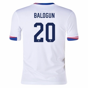 Double Layered Collar Nike Youth United States Folarin Balogun Home Jersey 24/25 (White)