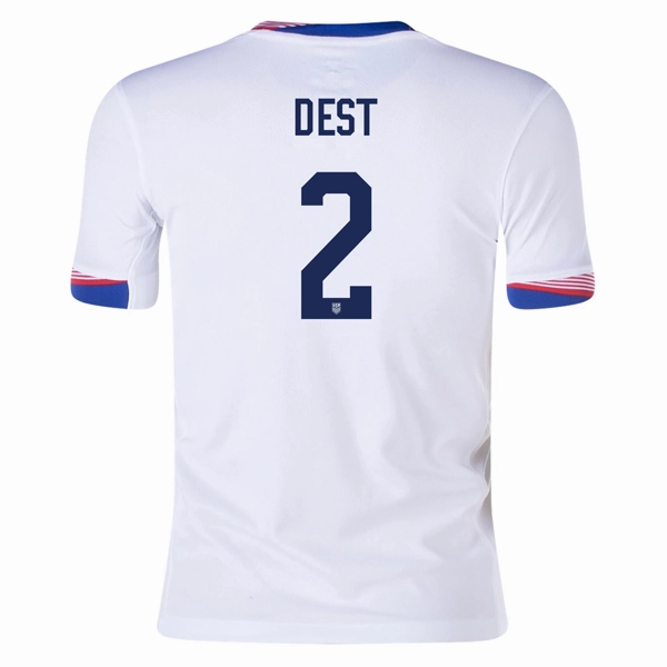 Nike Youth United States Sergi?o Dest Home Jersey 24/25 (White) Laser Cut Ventilation Flexible Motion