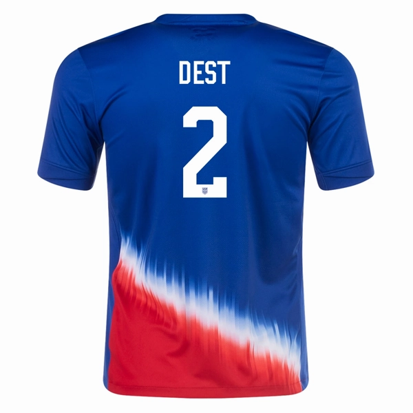 Reflective Safety Detailing Action Fit Nike Youth United States Sergino Dest Away Jersey 24/25 (Old Royal/Sport Red)