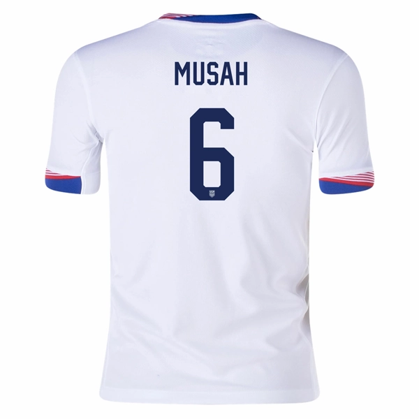 Dynamic Ergonomic Fit Ventilated Back Panels Nike Youth United States Yunus Musah Home Jersey 24/25 (White)