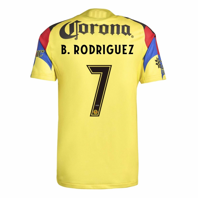 adidas B. Rodriguez Men's Club America 25/26 Authentic Home Jersey (Yellow) Breathable Back Ventilation Easy Movement