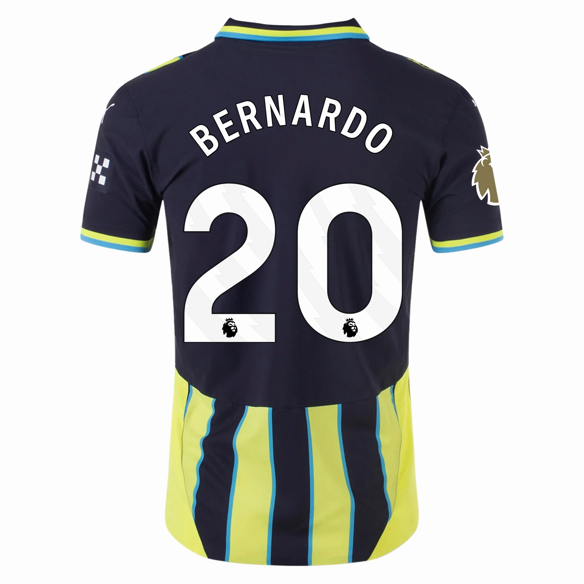 Puma Manchester City Authentic Bernardo Silva Away Jersey w/ EPL   Club World Cup Patch 24/25 (New Navy/Yellow Glow) Outdoor Wear