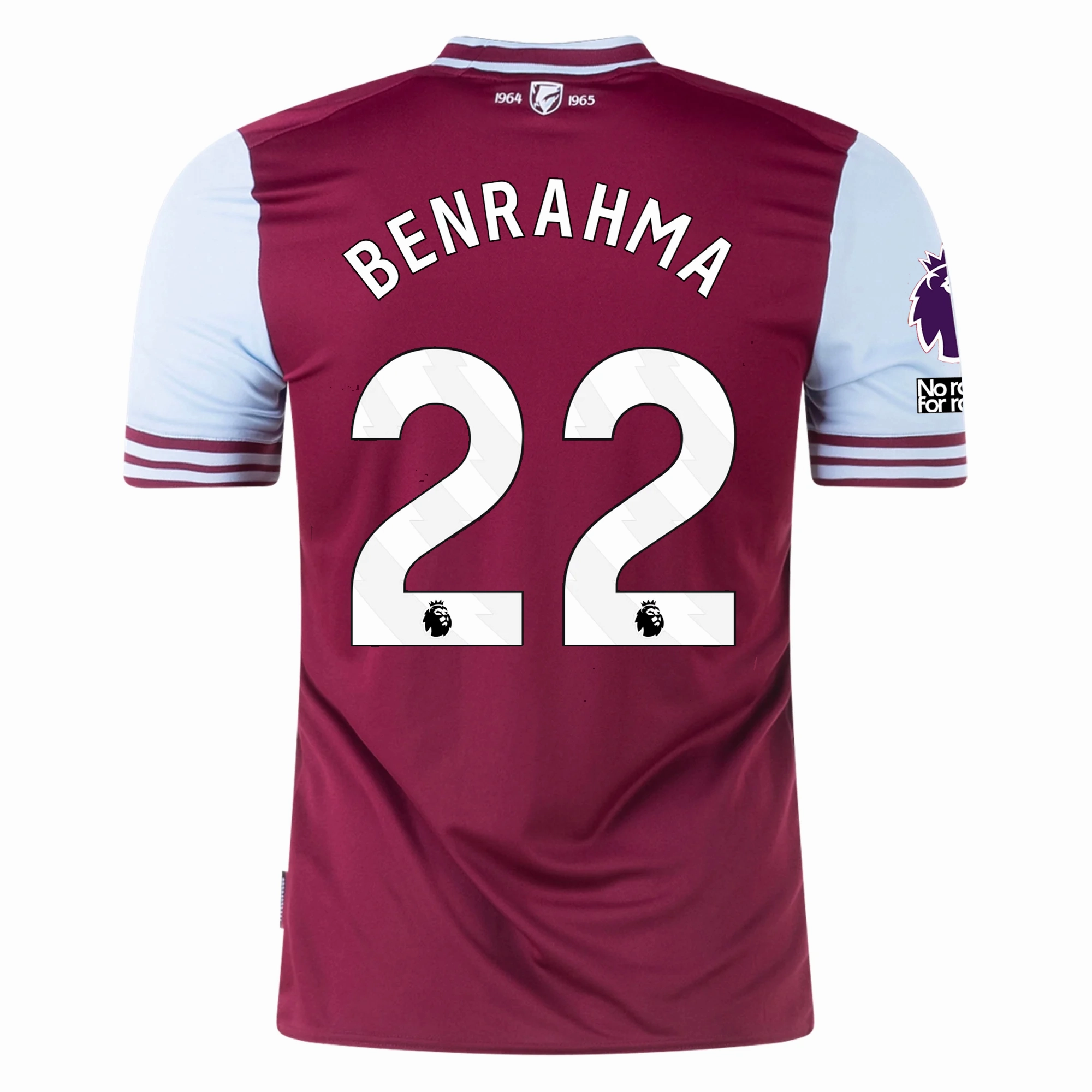 Variable Density Knitting Breath Flow Umbro West Ham Sa?d Benrahma Home Jersey w/ EPL   No Room For Racism Patches 24/25 (Maroon/Sky Blue)
