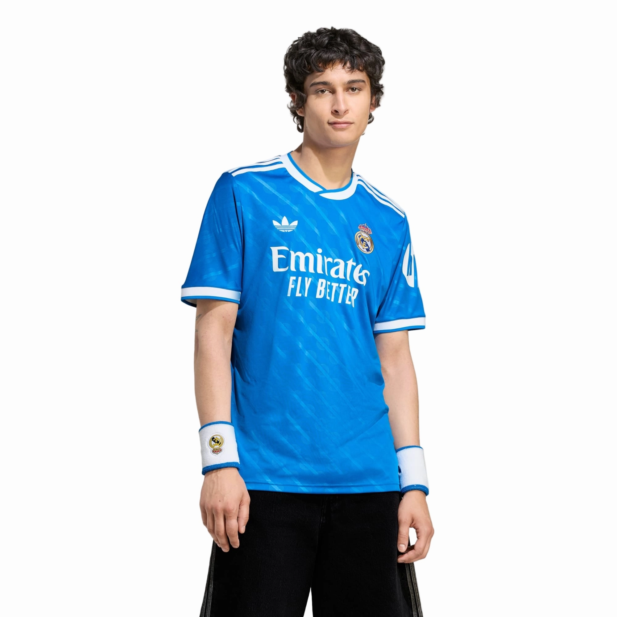 adidas Alaba Men's Real Madrid Third Jersey 25/26 w/ Champions League Patches (Blue/White) Free Motion Tear Resistant Fabric Weave