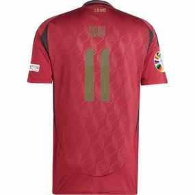 adidas Belgium Jeremy Doku Home Jersey w/ Euro 2024 Patches 24/25 (Burgundy) Breath Fit Every Move