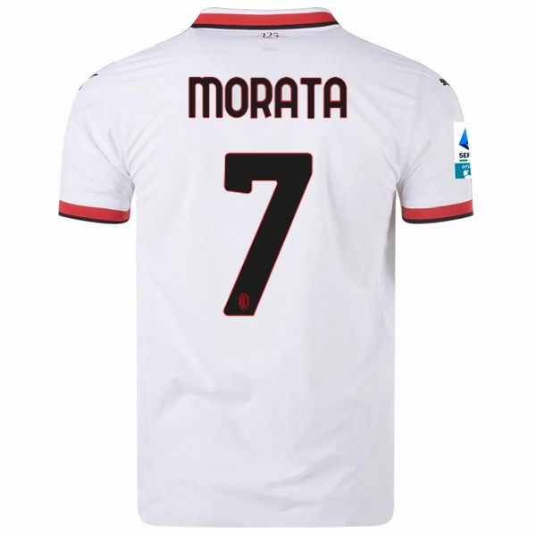 Elasticized Cuffs Puma AC Milan Authentic Alvaro Morata Away Jersey w/ Series A Patch 24/25 (Puma White)