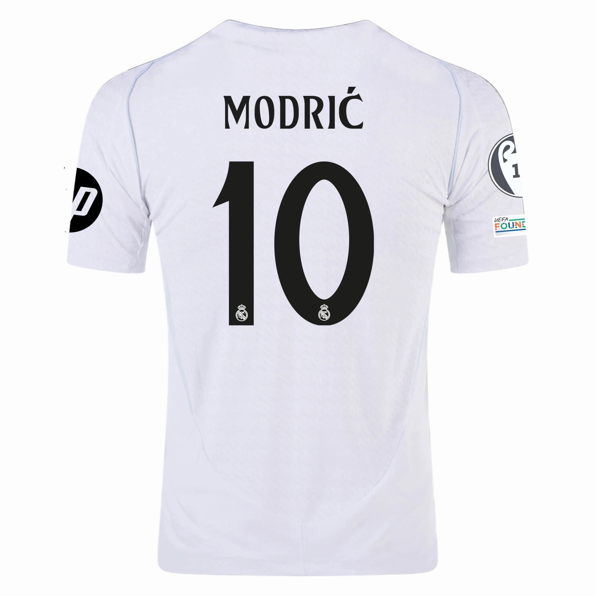 Comfort Stretch Minimal Detail adidas Real Madrid Authentic Luka Modric Home Jersey w/ Champions League Patches 24/25 (White/Black)