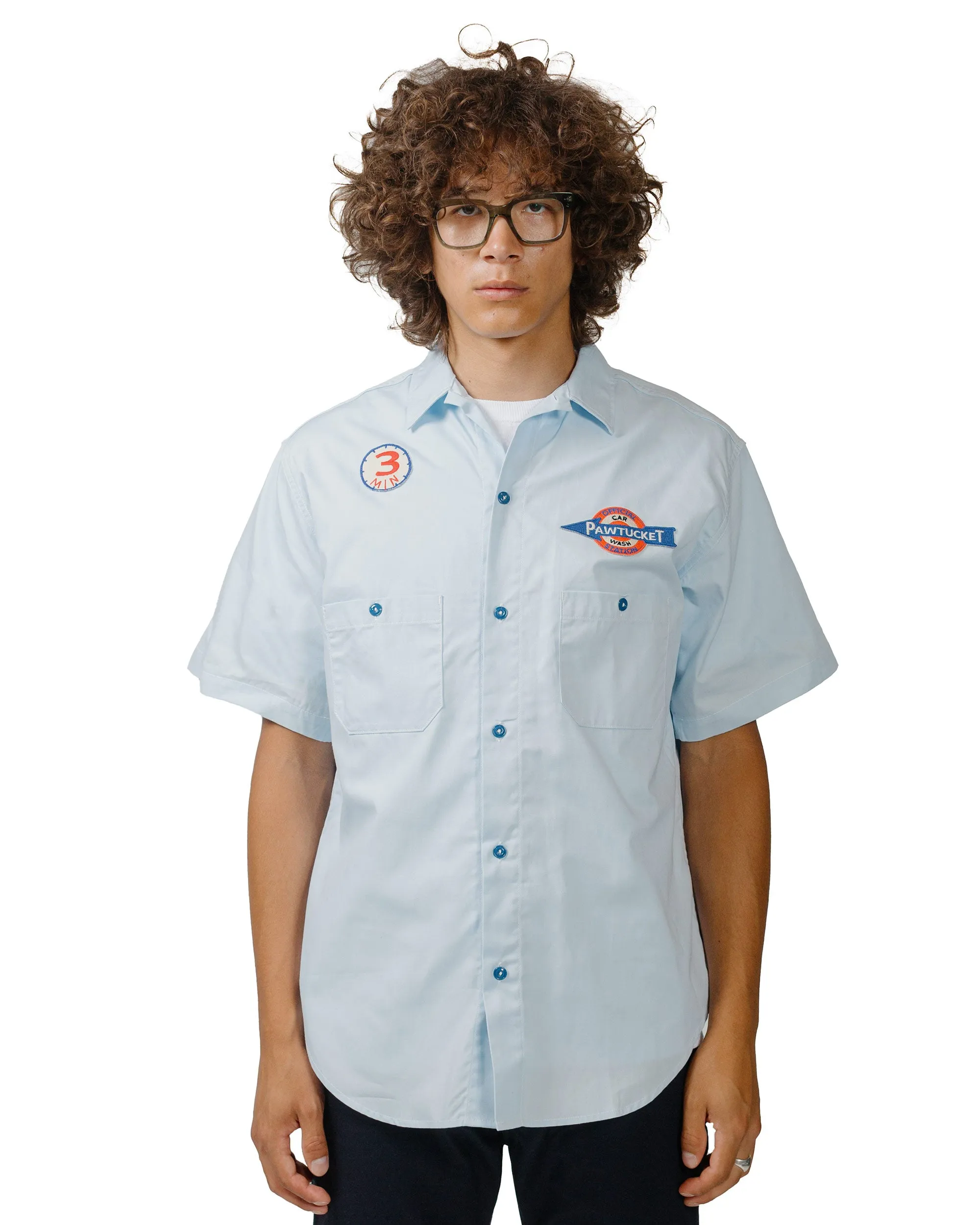 Ergonomic Sleeve Cut The Real McCoy's MS24005 Cotton Serviceman Shirt / Pawtucket Light Blue