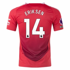 Dynamic Fit Technology Fast Cooling adidas Manchester United Authentic Chirstian Eriksen Home Jersey w/ EPL   No Room For Racism Patches 24/25 (MUFC Red/Bright Red)