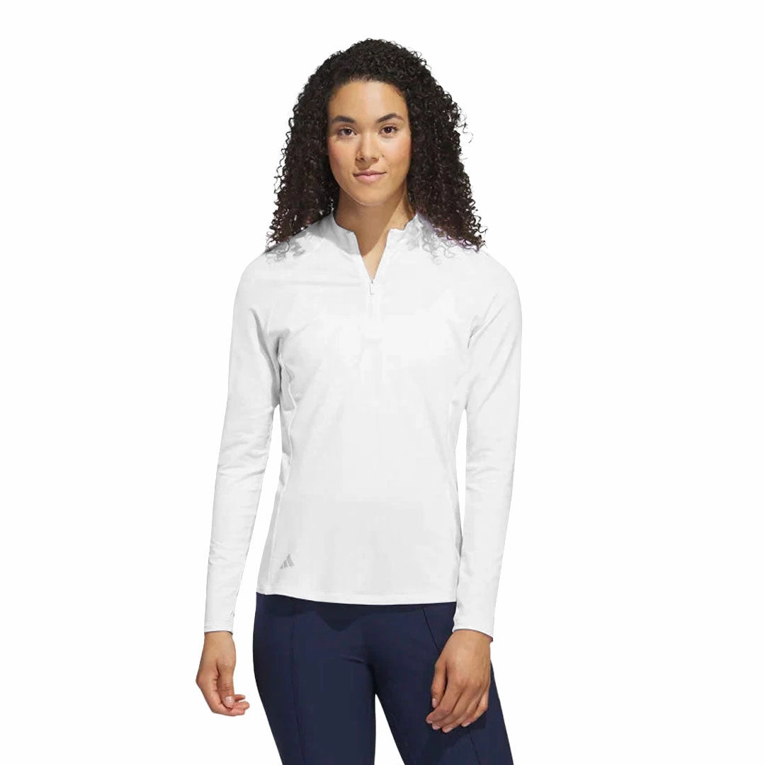 Night Run Ventilation Mesh Panel adidas - Women's Solid Long Sleeve 1/4 Zip Polos (HY3973)