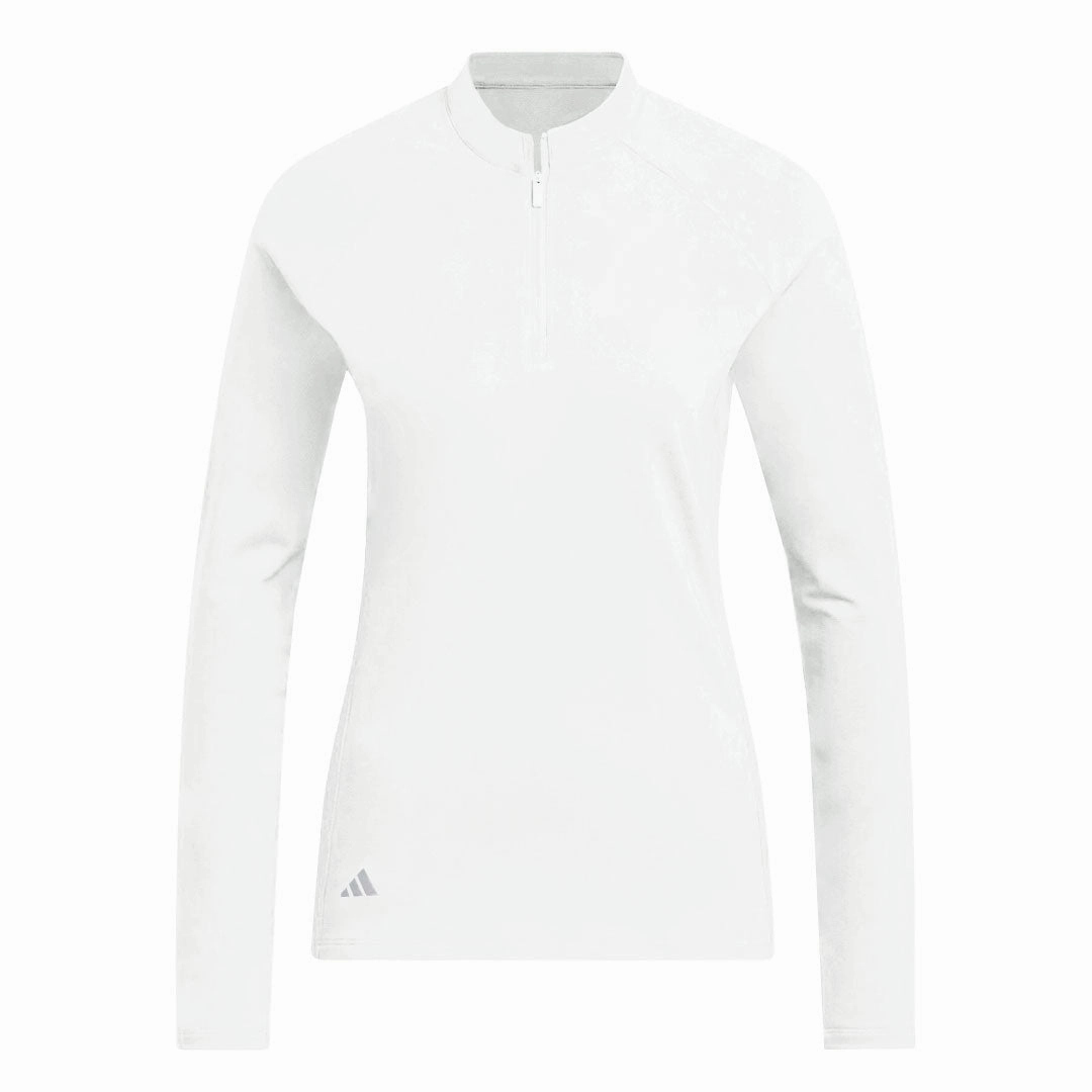 Quick Evaporation Knit Slub Textured Surface adidas - Women's Solid Long Sleeve 1/4 Zip Polos (HY3973)