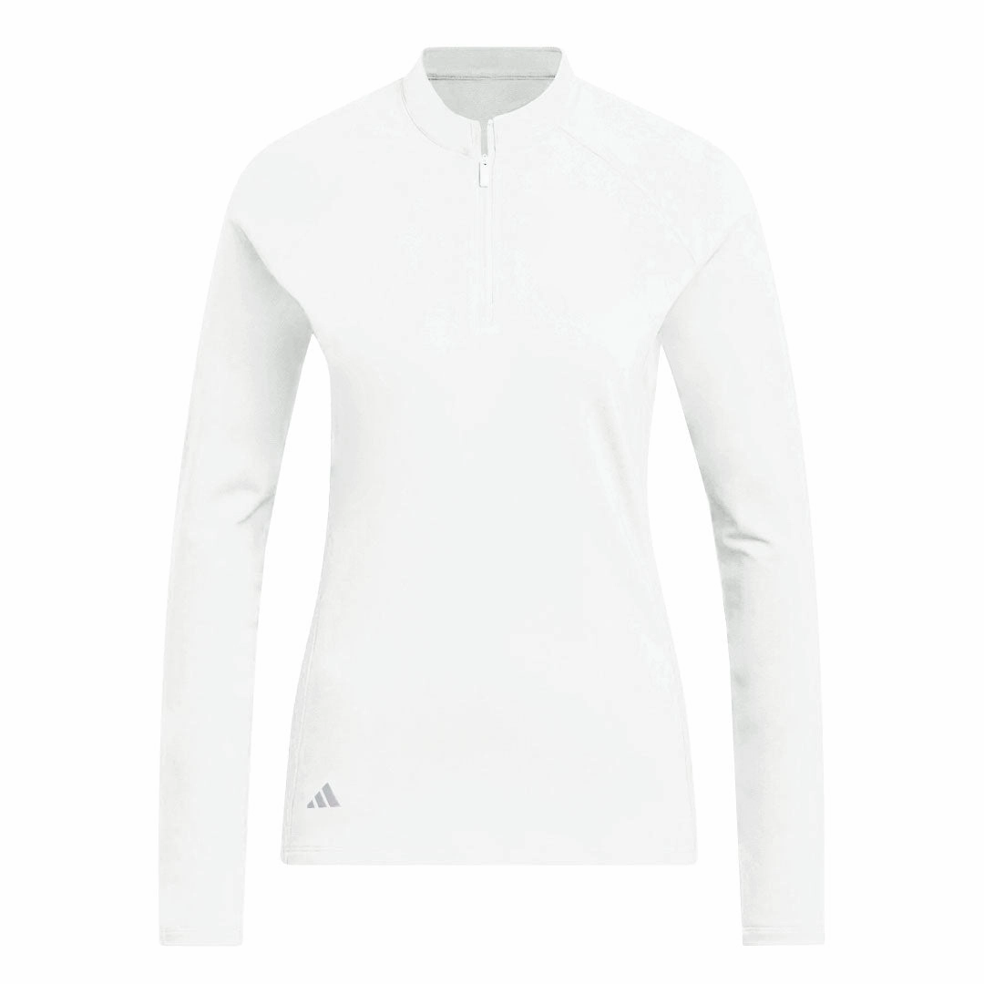 Breathable Design adidas - Women's Solid Long Sleeve 1/4 Zip Polos (HY3973)