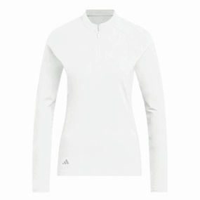 Quick Evaporation Knit Slub Textured Surface adidas - Women's Solid Long Sleeve 1/4 Zip Polos (HY3973)