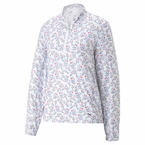 No Slip Gripper Hem Dry Texture Puma - Women's Micro Floral Cloudspun 1/4 Zip (539100 01)