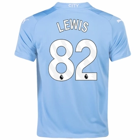 Non Chafe Stitching Ultra Smooth Flat Seams Puma Youth Manchester City Rico Lewis Home Jersey 23/24 (Team Light Blue/Puma White)