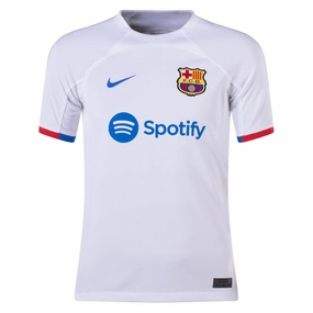 Nike Youth Barcelona Away Jersey 23/24 (White/Royal Blue) Air Flow Tech anti static coating