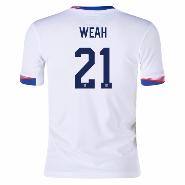 Nike Youth United States Timothy Weah Home Jersey 24/25 (White) Performance Gear