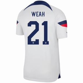Nike United States Authentic Match Timothy Weah Home Jersey 22/23 (White/Loyal Blue) Game Ready