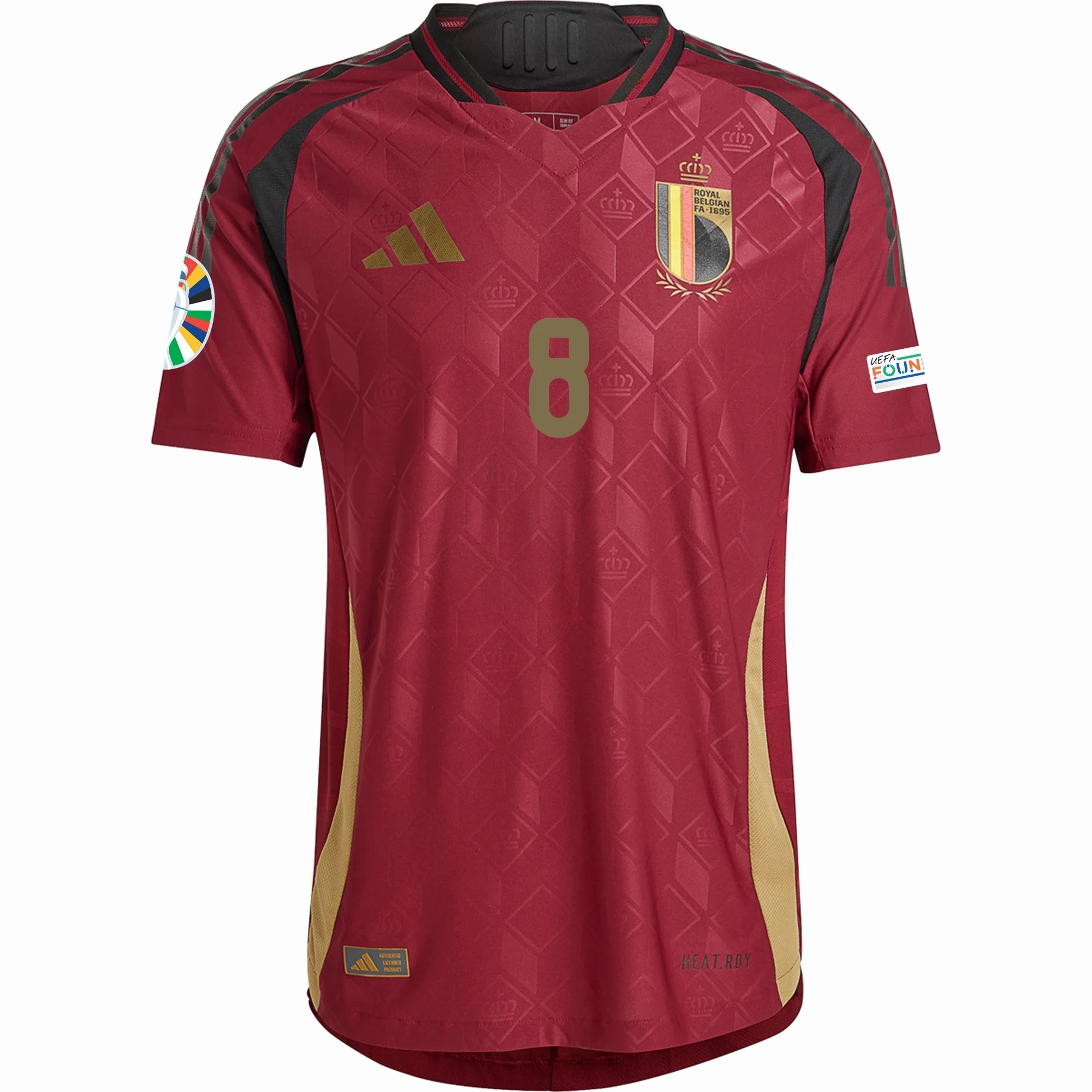 Performance Wear adidas Belgium Authentic Youri Tielemans Home Jersey w/ Euro 2024 Patches 24/25 (Burgundy)