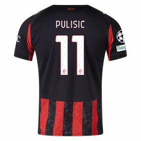 Cooling Core Technology Cool Texture Puma Pulisic Men's AC Milan Home Jersey w/ Champions League Patches 25/26 (Red/Black)
