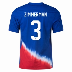 Sweat Wicking Ribbing Nike United States Match Authentic Walker Zimmerman Away Jersey 24/25 (Old Royal/Sport Red/White)