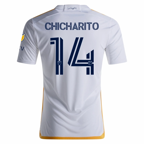 adidas LA Galaxy Chicharito Home Jersey w/ MLS   Apple TV Patches 24/25 (White/Yellow/Navy) City Active Flexible Shoulder Gusset