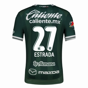 Charly Angel Estrada Men's Leon FC Home Jersey 25/26 w/ BBVA Liga Patch (Green) Double Layered Collar