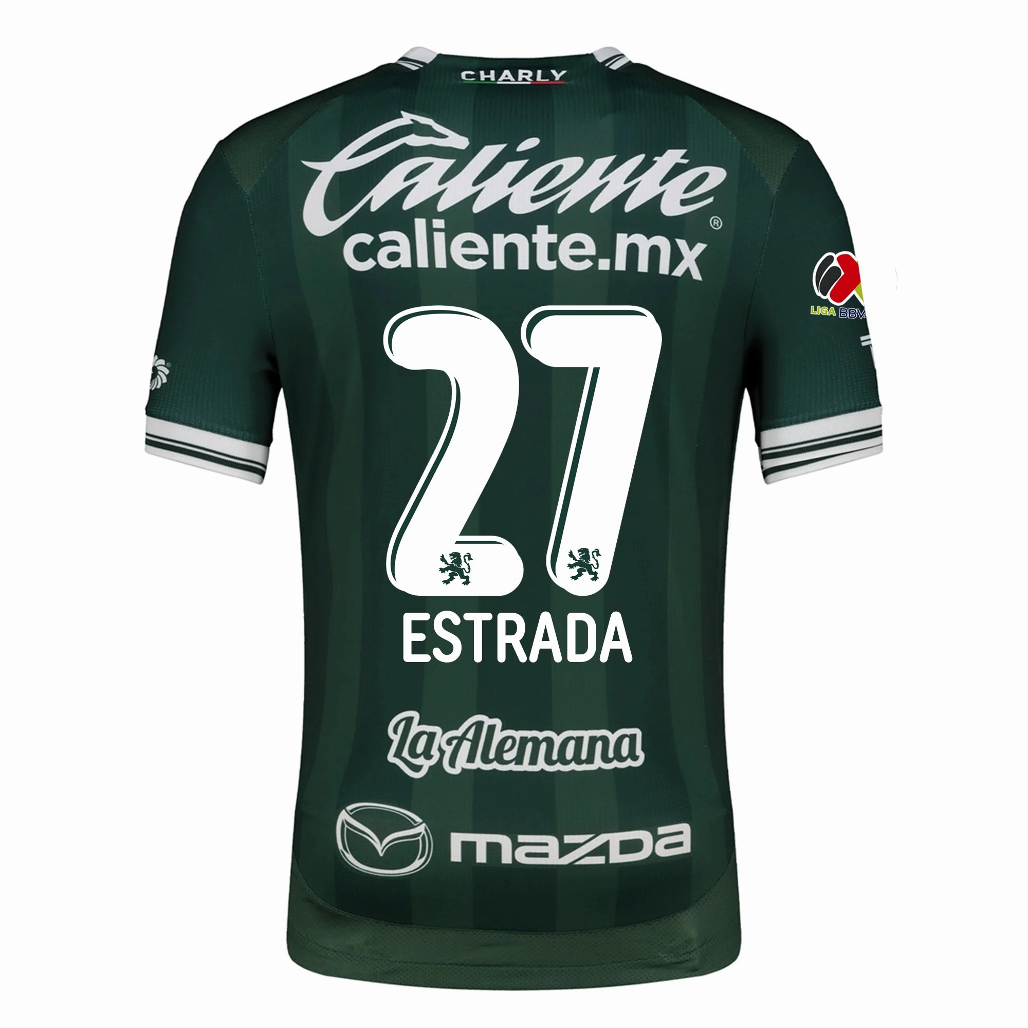 Charly Angel Estrada Men's Leon FC Home Jersey 25/26 w/ BBVA Liga Patch (Green) Double Layered Collar
