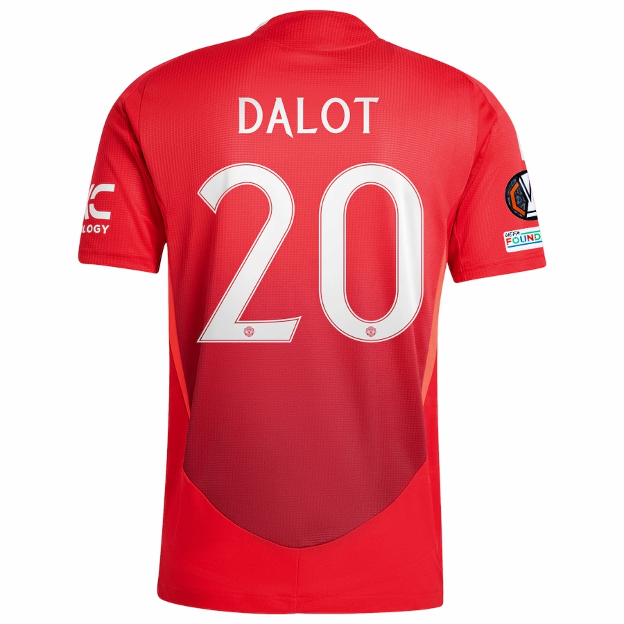 Tear Resistant Fabric Weave Vented Back Design adidas Manchester United Authentic Diogo Dalot Home Jersey w/ Europa League Patches 24/25 (MUFC Red/Bright Red)