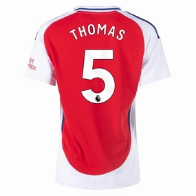 adidas Womens Arsenal Thomas Partey Home Jersey 24/25 (Better Scarlet/White) Ribbed Hem Detail No Slip Gripper Hem