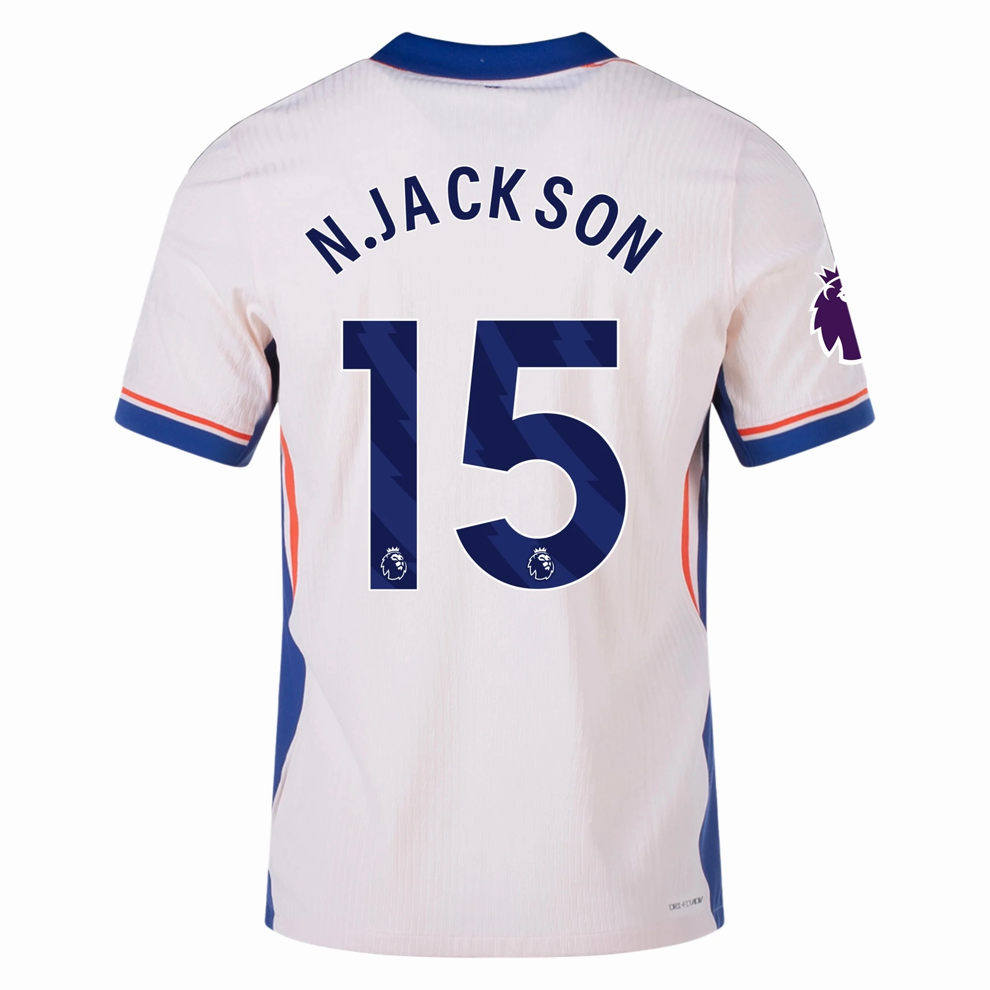 Adjustable Hem Drawstring Nike Chelsea Authentic Nicholas Jackson Away Jersey w/ EPL Patch 24/25 (Guava Ice/Rush Blue)