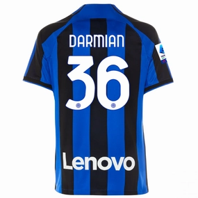Nike Inter Milan Mateo Darmian Home Jersey w/ Serie A   Copa Italia Patches 22/23 (Lyon Blue/Black) Odor Control Treatment Everyday Flex