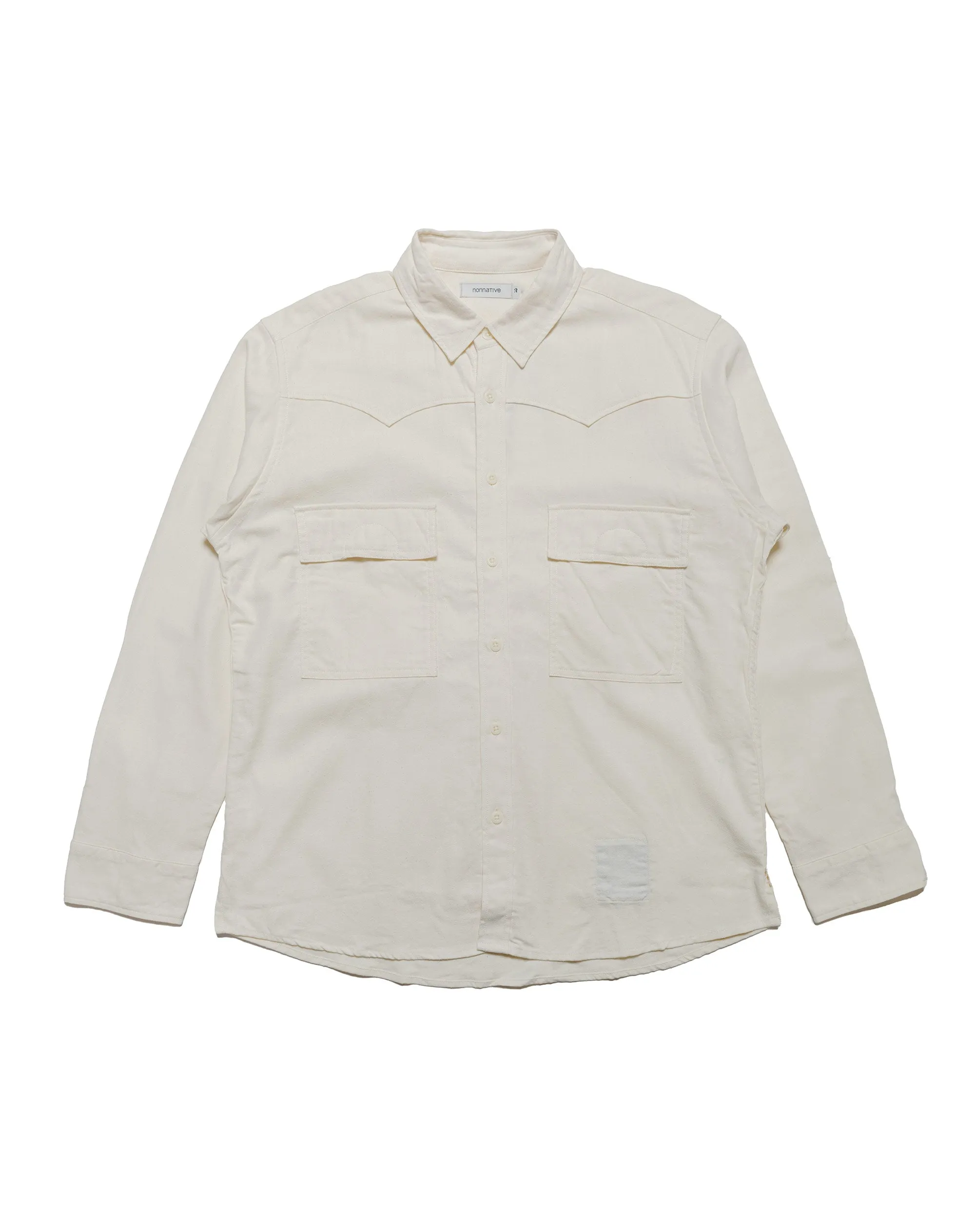 Brunch Outfit Tall friendly nonnative Explorer Shirt Cotton Silk Nep Twill Off White