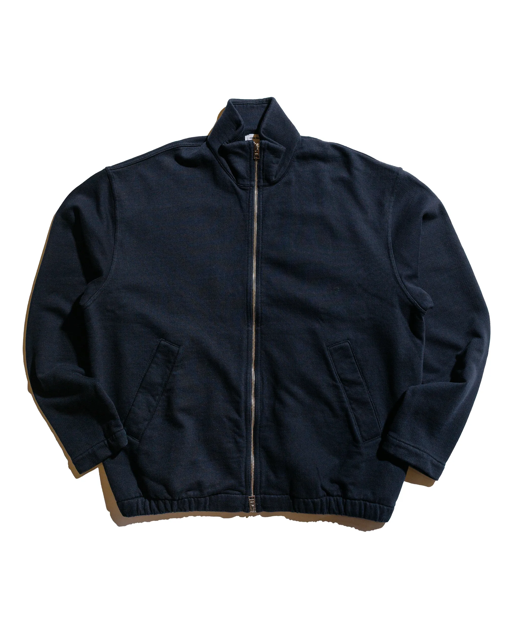 Norse Projects Bjorn Relaxed Organic Loopback Track Jacket Dark Navy Kangaroo Pocket