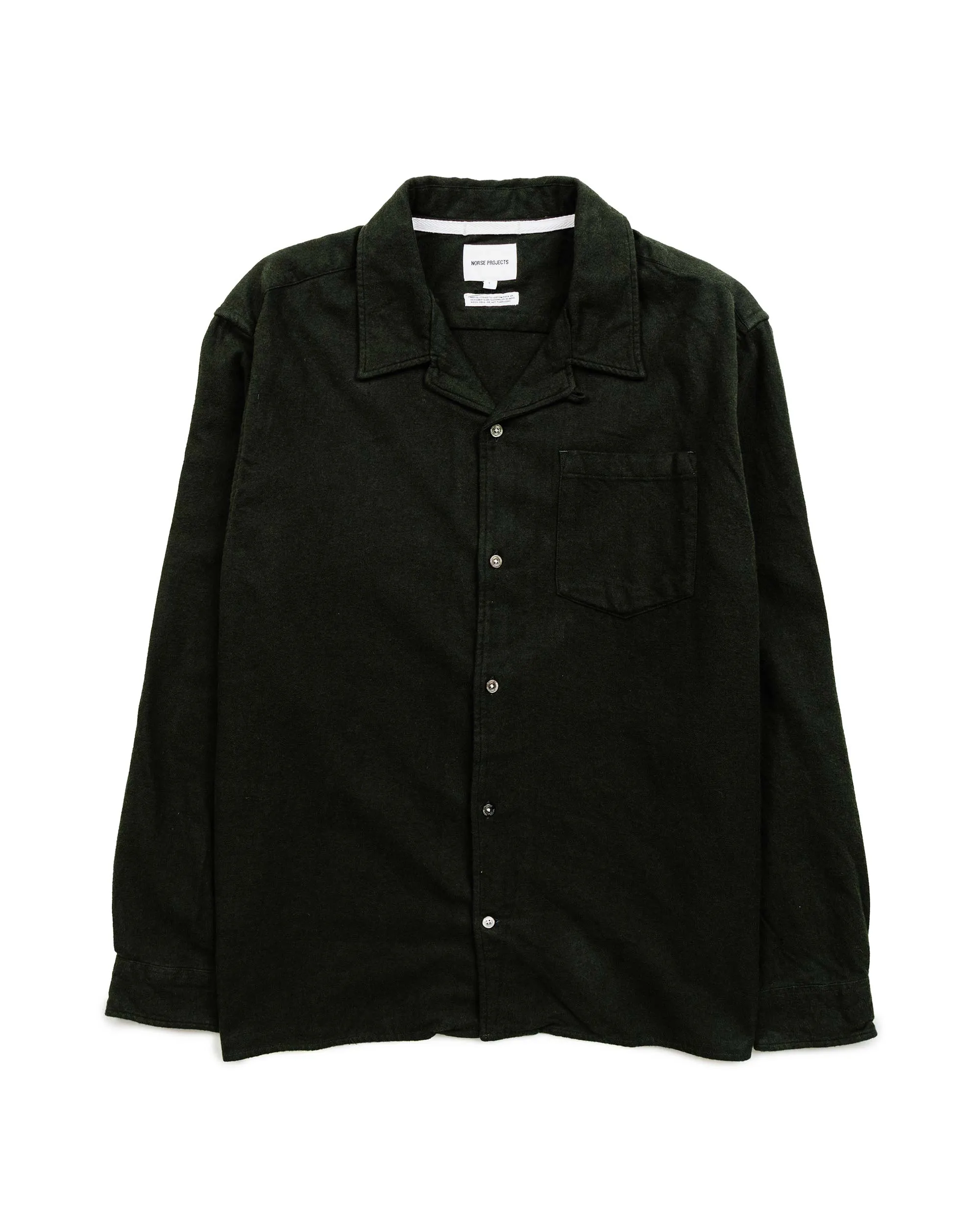 Sustainable Dye Process Norse Projects Carsten Organic Flannel Shirt LS Dark Green