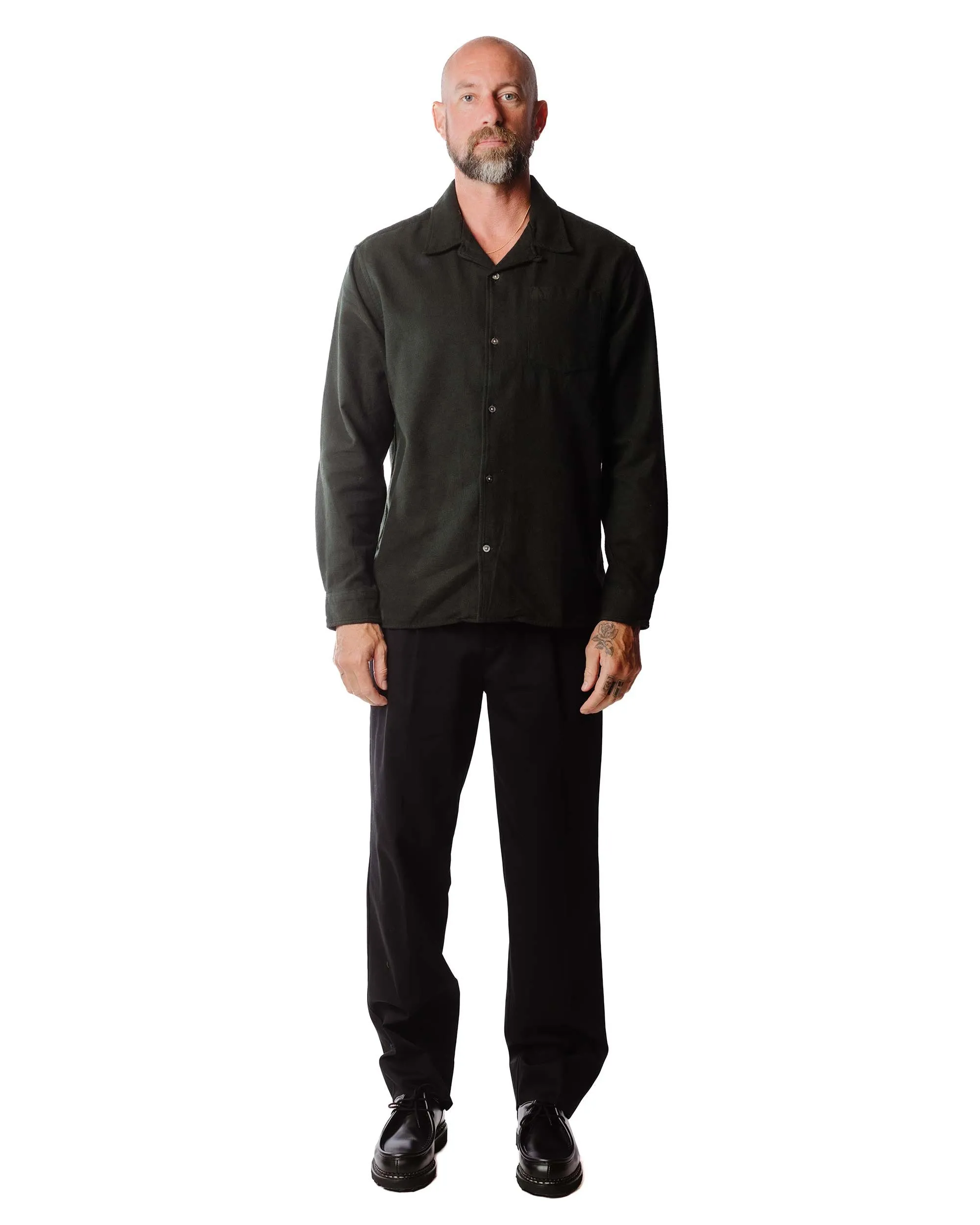 Breathable fabric BBQ Party Norse Projects Carsten Organic Flannel Shirt LS Dark Green