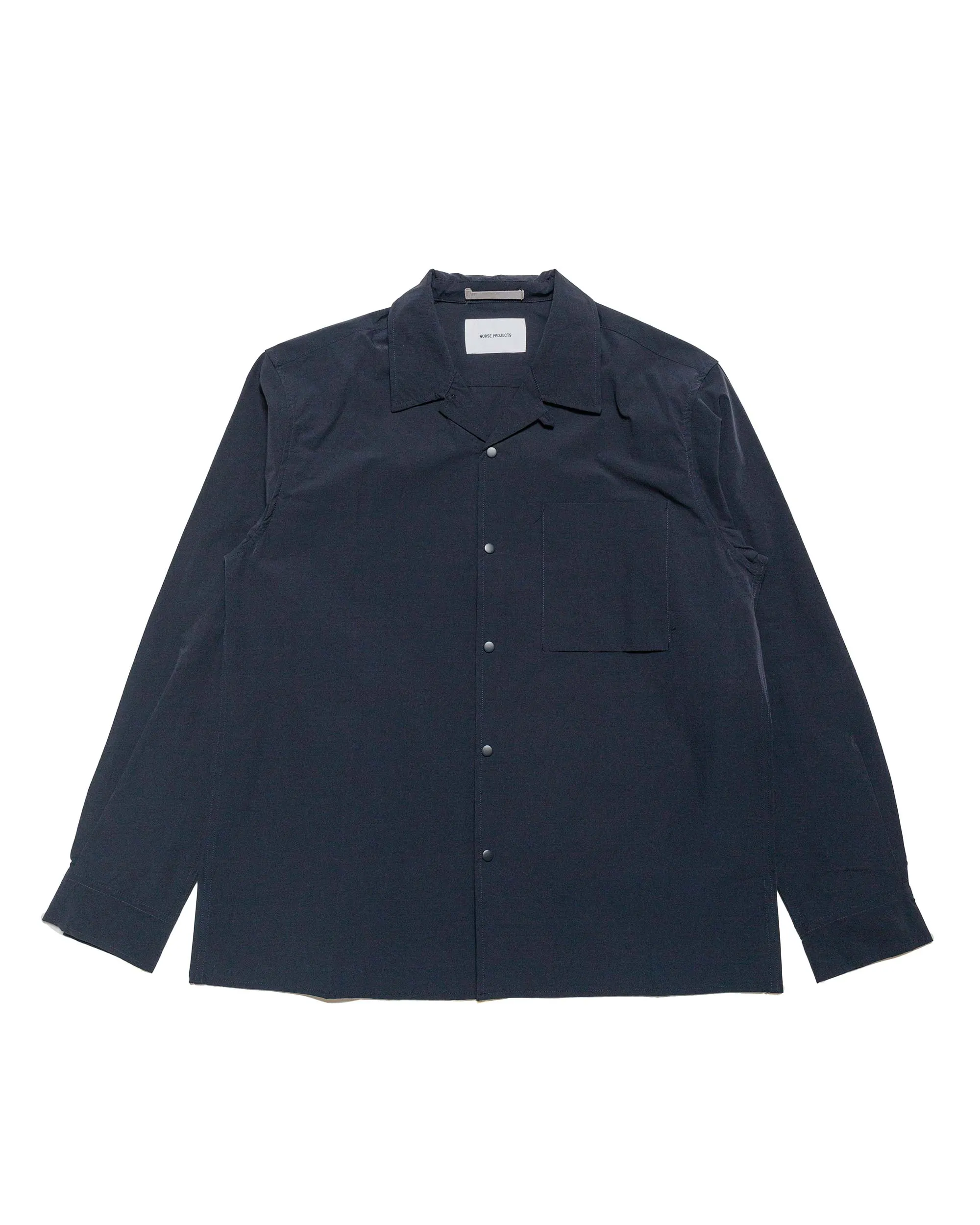 Eye-Catching Pattern Norse Projects Carsten Travel Light Shirt LS Dark Navy
