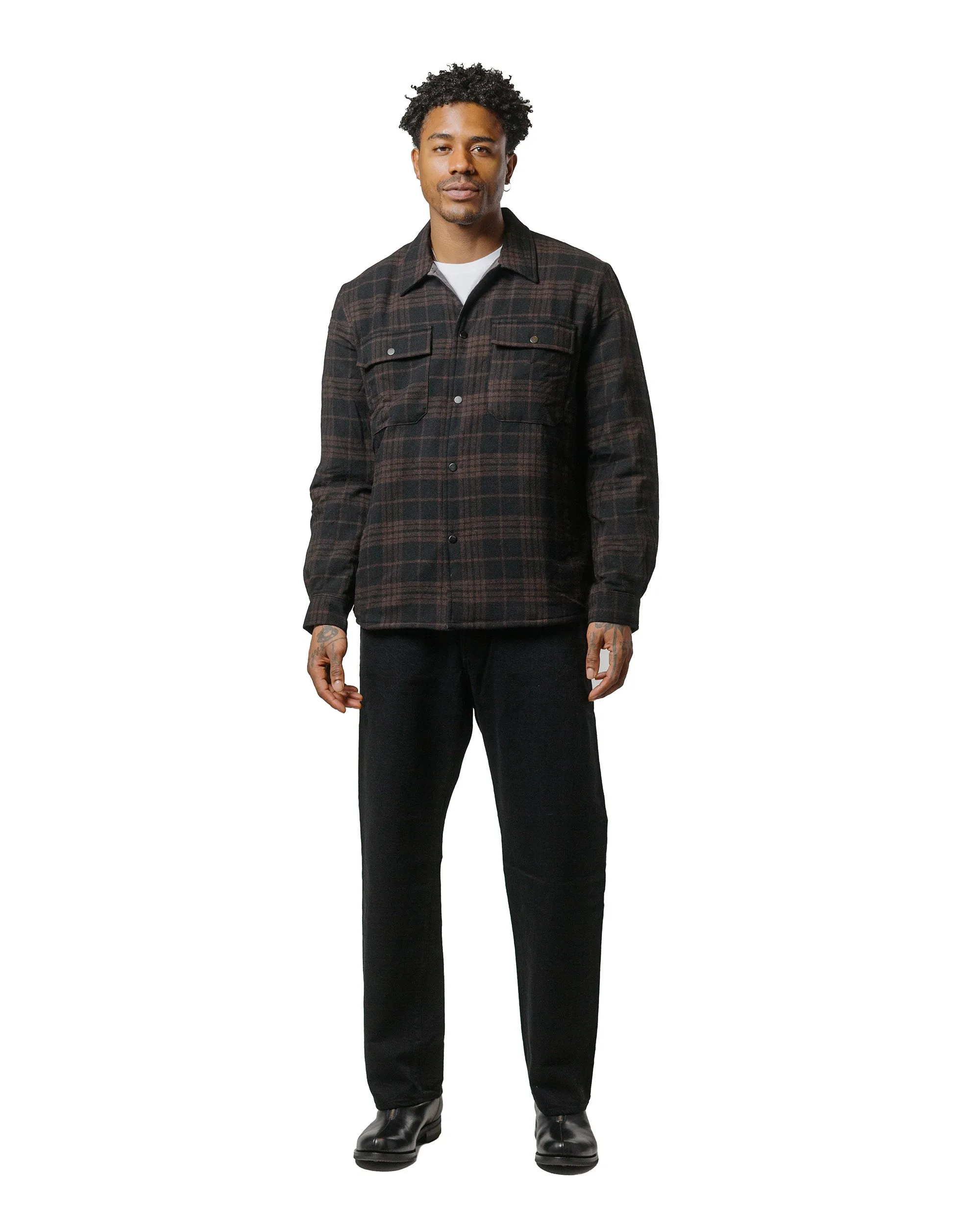 Wrinkle-Resistant UV Protective Coating Norse Projects Hjalmer Insulated Wool Check Overshirt Espresso
