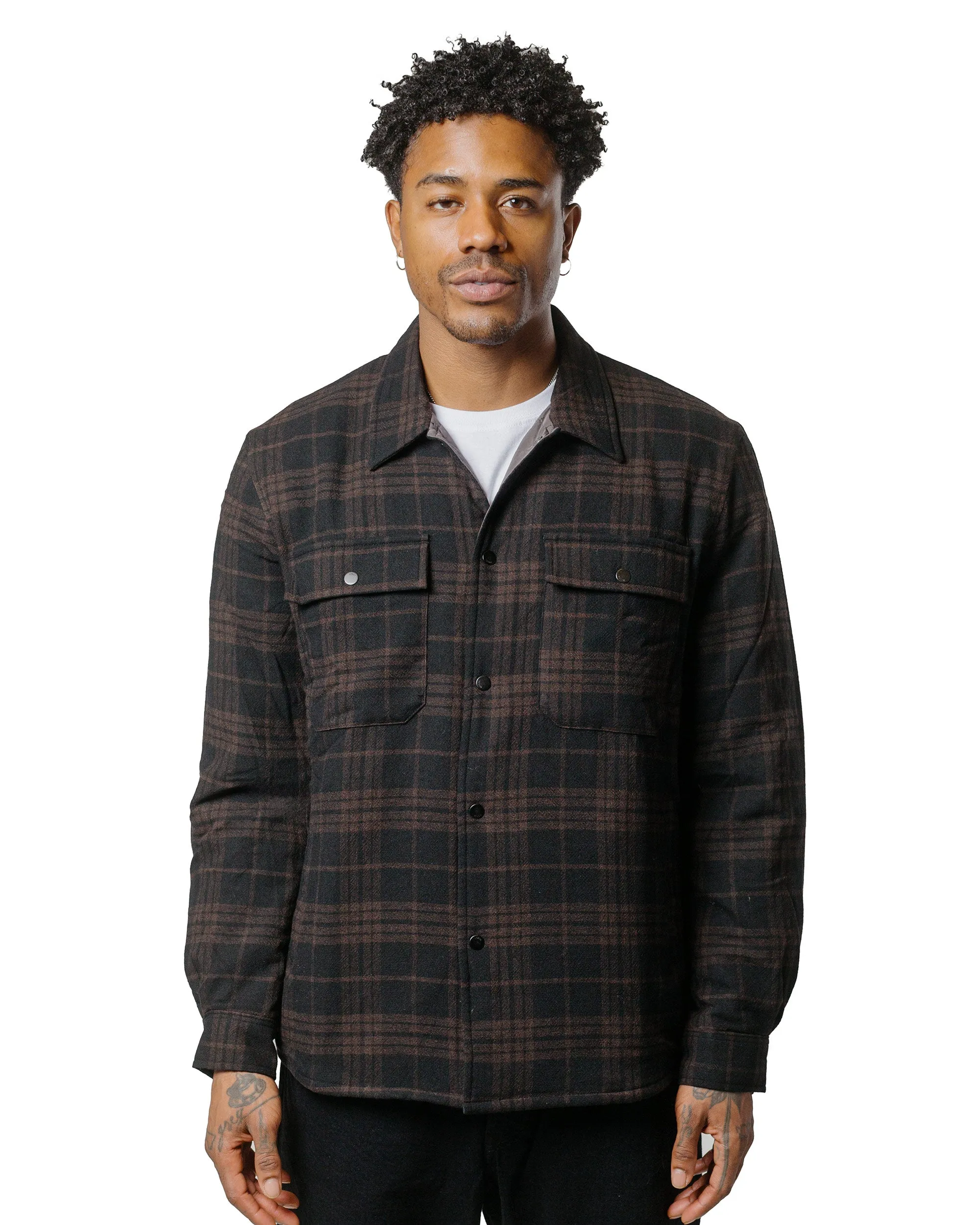 Non-irritating Norse Projects Hjalmer Insulated Wool Check Overshirt Espresso