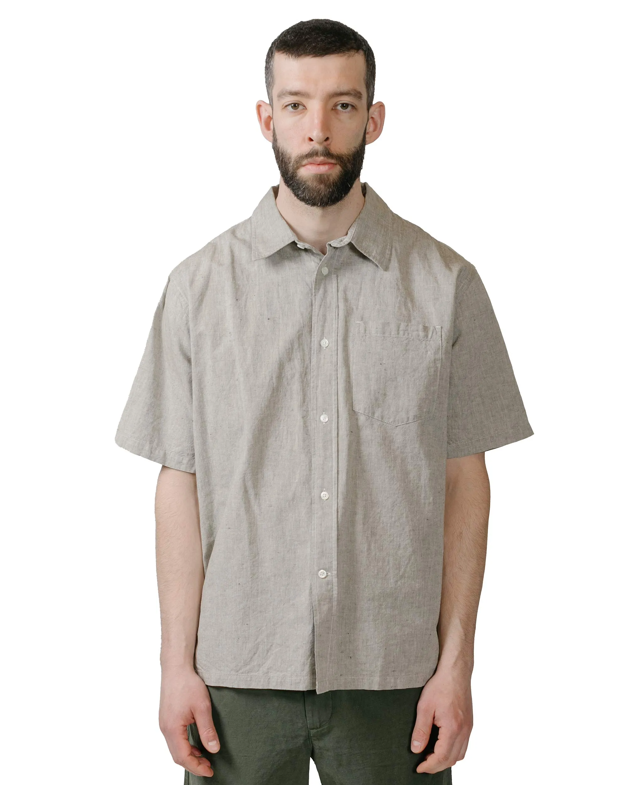 Norse Projects Ivan Relaxed Cotton Linen SS Shirt Ivy Green crew neck Easy Care Material