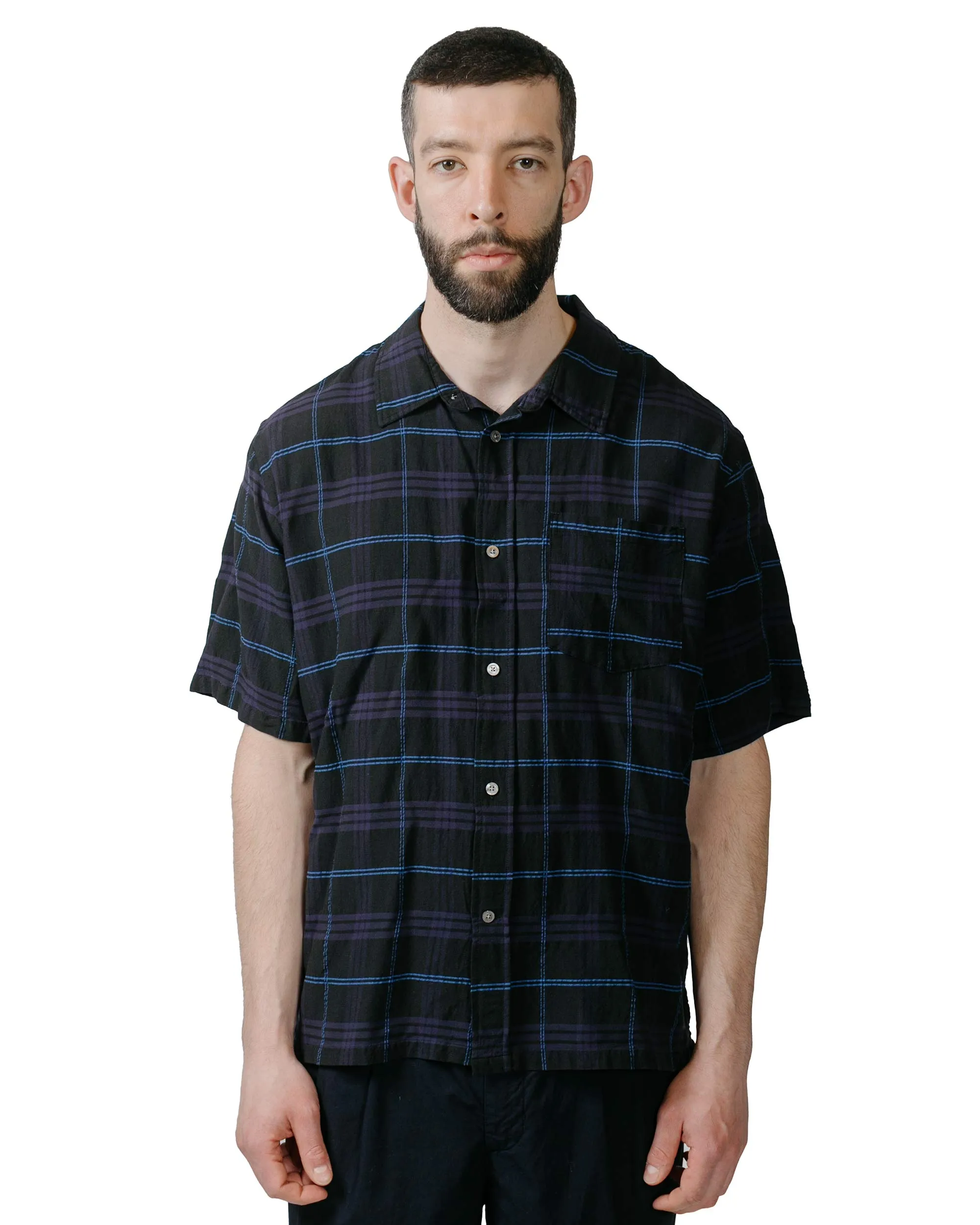 Outdoor Gear Smooth Finish Norse Projects Ivan Relaxed Textured Check SS Shirt Dark Navy