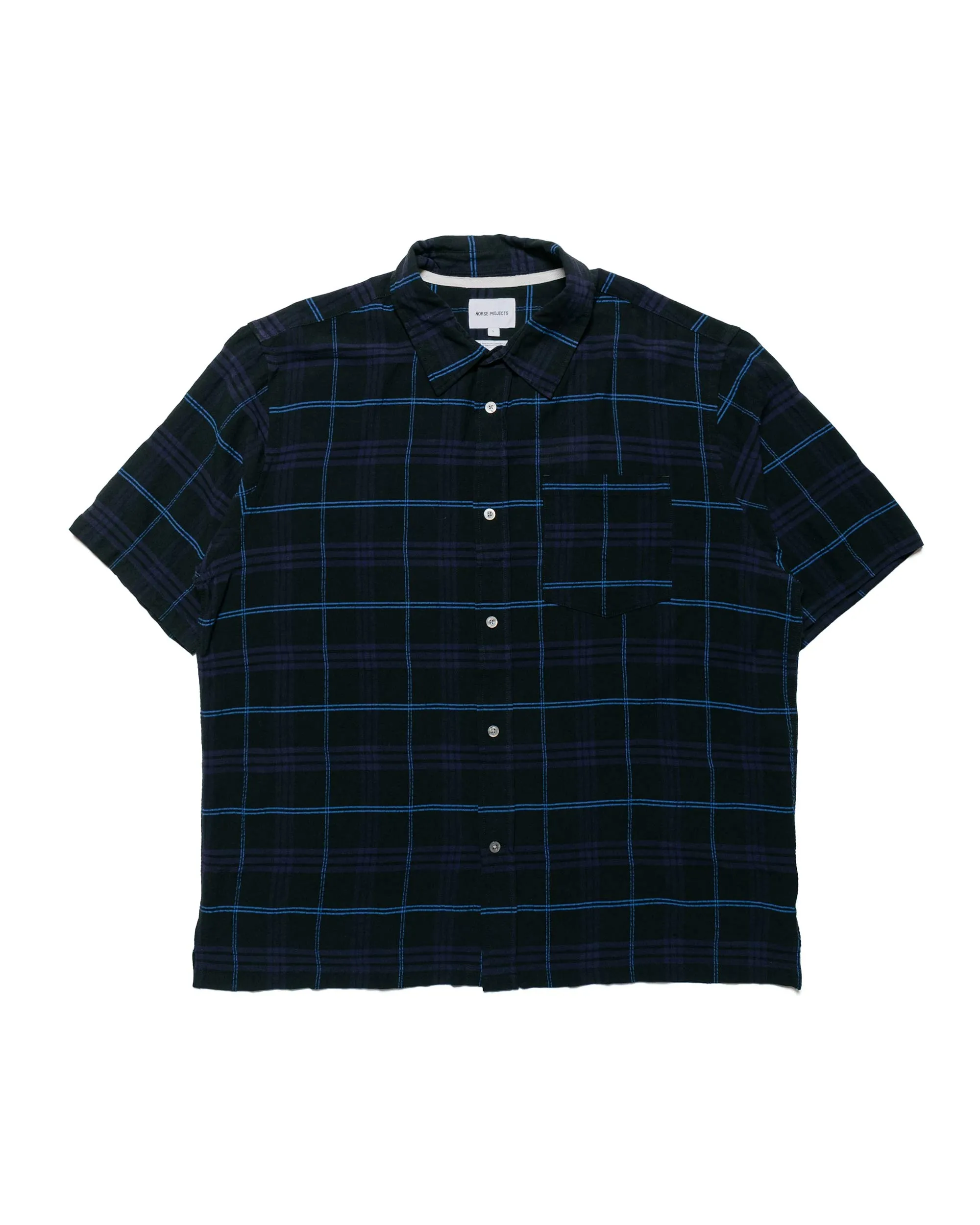 Norse Projects Ivan Relaxed Textured Check SS Shirt Dark Navy Unisex Choice