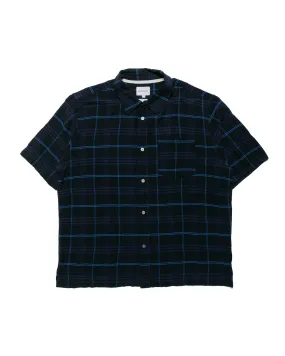 Norse Projects Ivan Relaxed Textured Check SS Shirt Dark Navy Unisex Choice