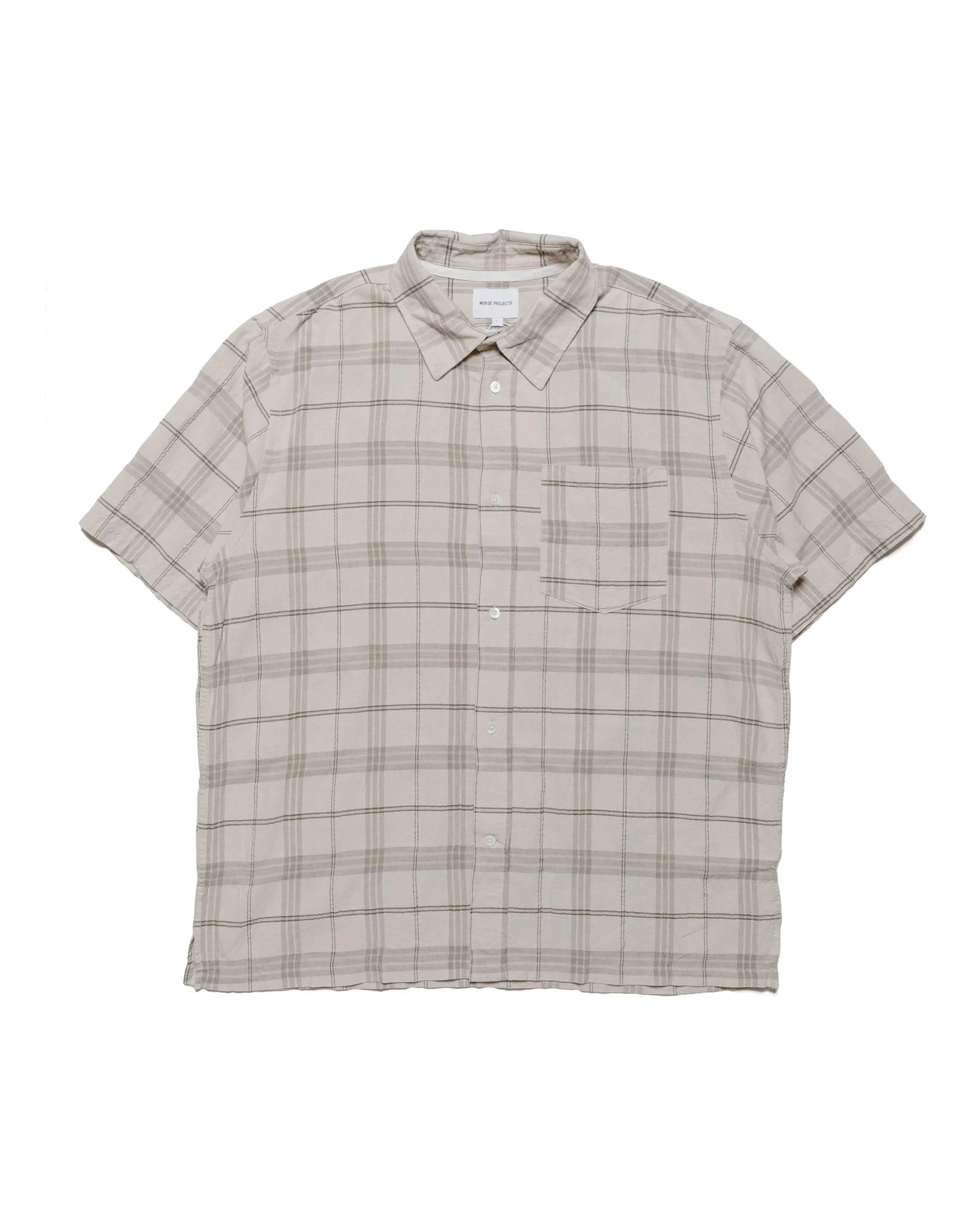Norse Projects Ivan Relaxed Textured Check SS Shirt Oatmeal Designer Look Chic Design