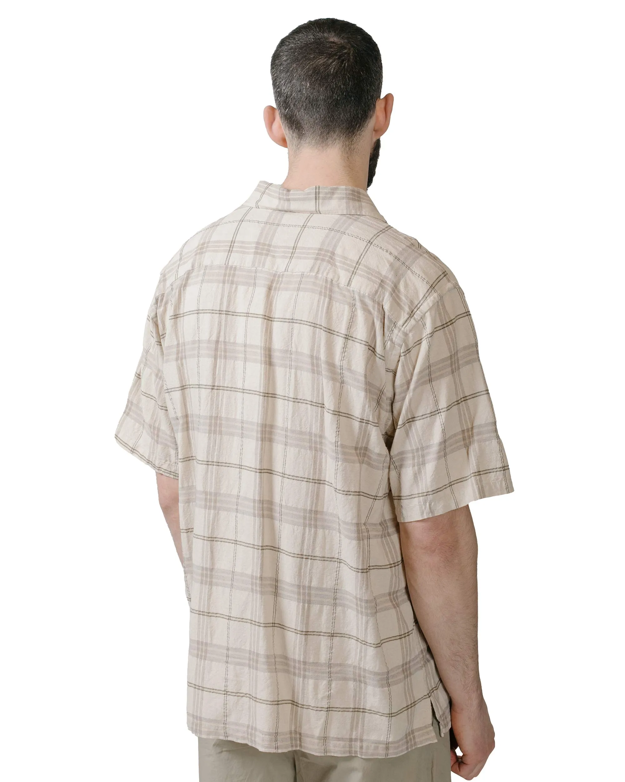 Norse Projects Ivan Relaxed Textured Check SS Shirt Oatmeal Metallic Finish Modern Look