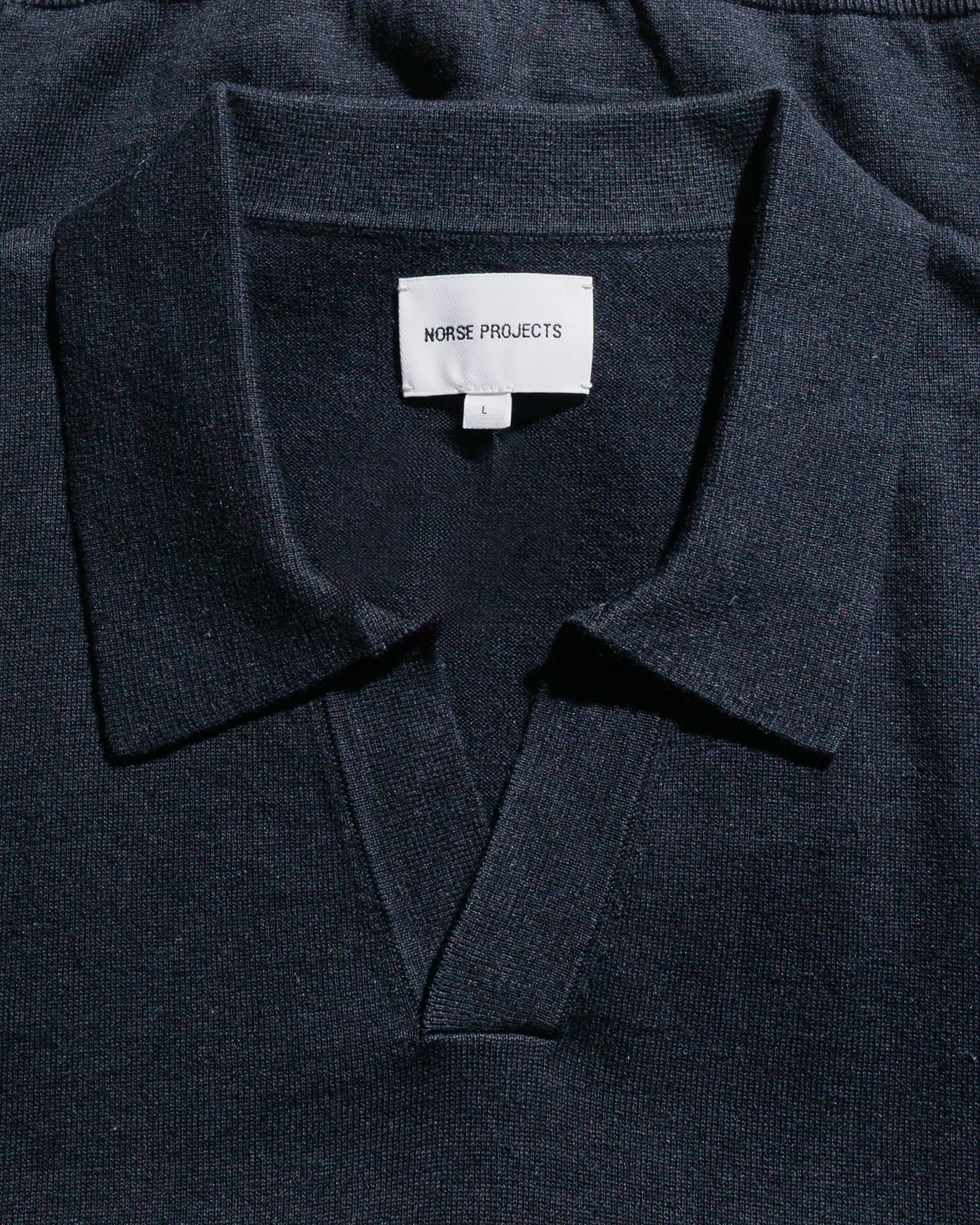 Loose Fit Norse Projects Leif Cotton Linen Polo Dark Navy