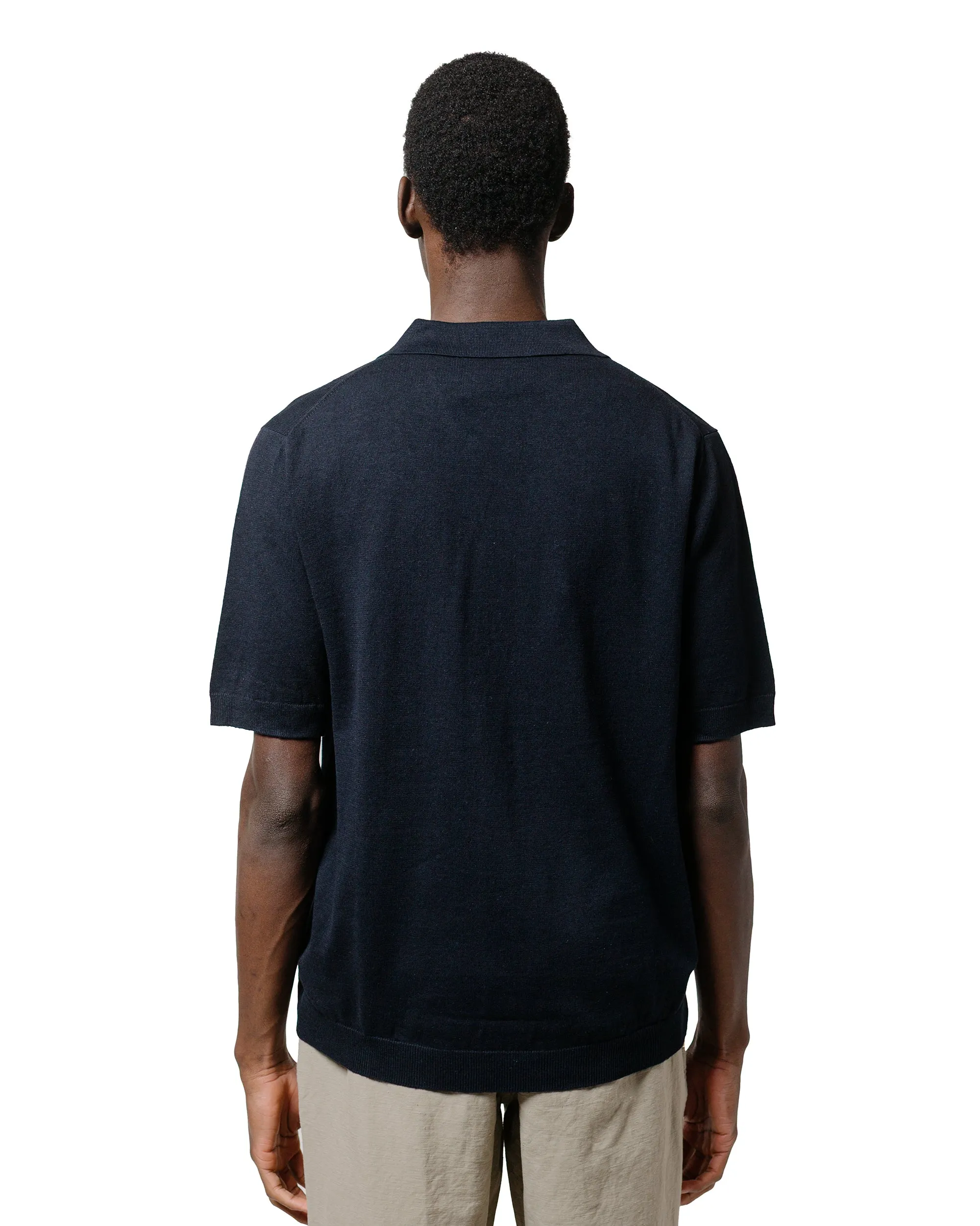 Button Down Design Contemporary Design Norse Projects Leif Cotton Linen Polo Dark Navy